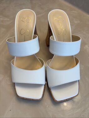 Jessica Simpson White Platform Cork Heels size 9